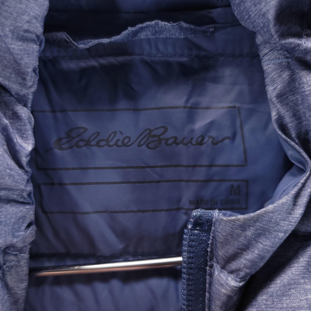 Eddie Bauer Jacket Womens M Blue EB650 Down Puffer Hooded Quilted Zip Pockets - Picture 4 of 9